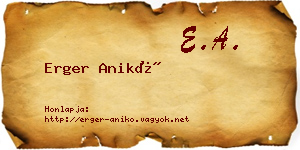 Erger Anikó névjegykártya